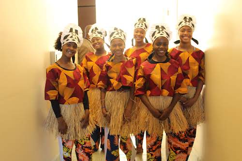 The girl dancers preparing for their performance